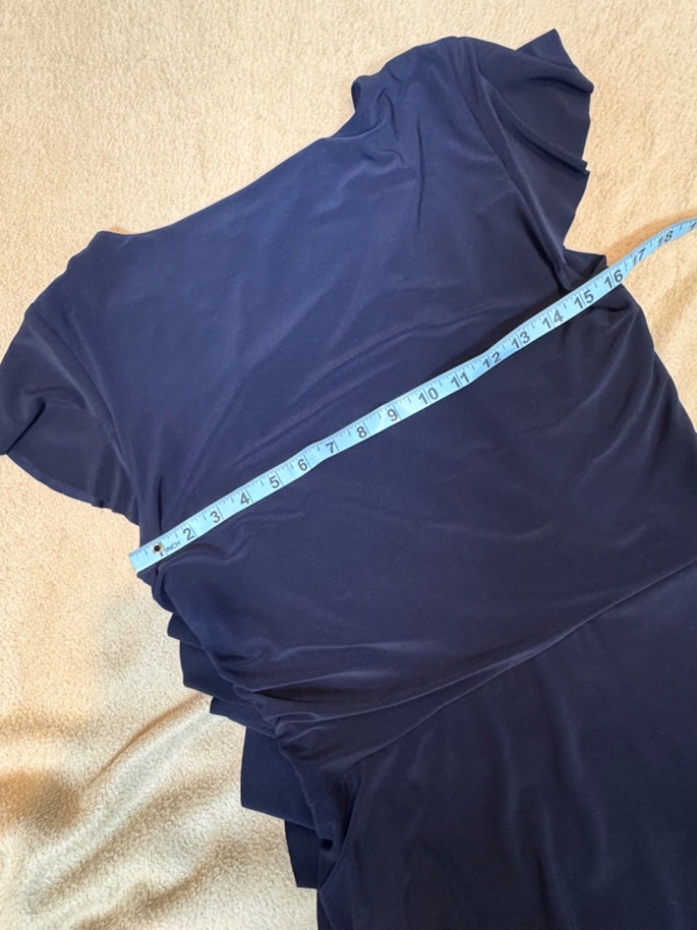 Lauren Ralph Lauren Navy Ruched Ruffle Wrap Dress Size 12 - Picture 14 of 14